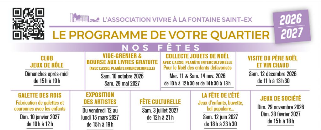 Programme association vivre à la Fontaine Saint Ex d'Antony pour l'année 2026-2027